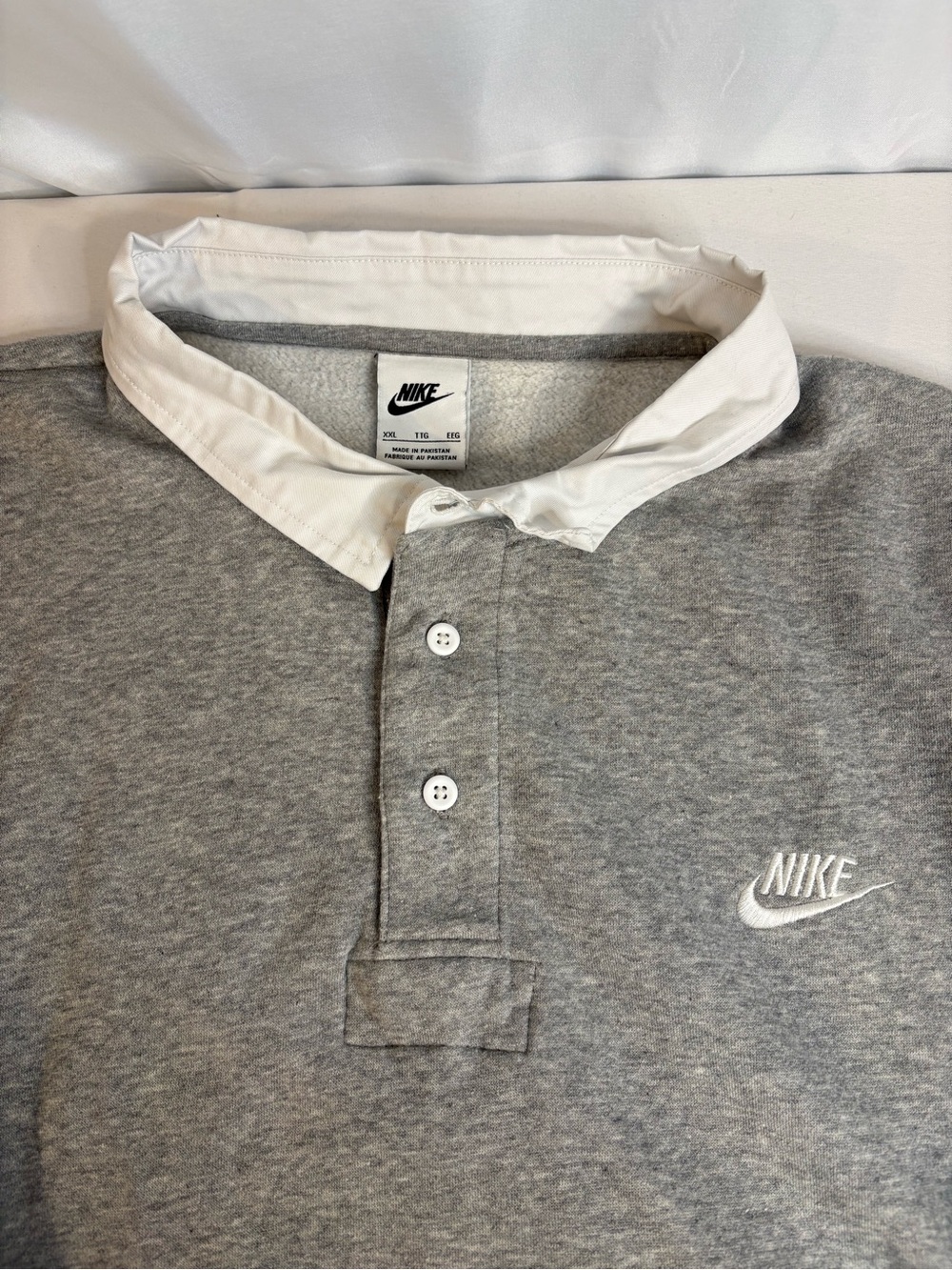 Nike Gray Polo-Style Sweatshirt with White Collar